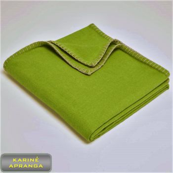 Kariuomenės vilnonis pledas-užtiesalas salotinis. Army Blanket wool single moss green. 