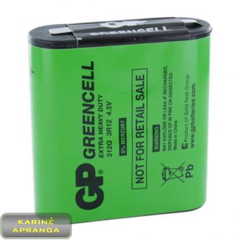 Baterijos-Elementai GP GREENCELL Extra Heavy Duty 312G, 3R12 4.5V