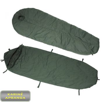 Modulinis karinis miegmaišis su termoizoliaciniu sluoksniu. Modular Sleeping Bag British issue Medium and Light Weight Olive green bag with New Modular liner.